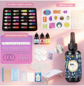 DIY TOYSRUNNER Handmade Hand-painted UV <b>Resin</b> Kit Jewelry Making Hard Crystal <b>Clear</b> Epoxy Fast Curing Molds Pendants Earrings - Product Image 4