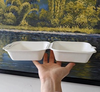 Boîte à hamburger en bagasse de canne à sucre biodégradable de qualité restaurant, 6"x6", conteneur alimentaire écologique à emporter