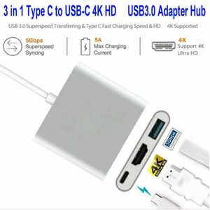3 en 1 Tipo <span class=keywords><strong>C</strong></span> Hub HDTV Adaptador convertidor multipuerto <span class=keywords><strong>USB</strong></span> <span class=keywords><strong>C</strong></span> <span class=keywords><strong>Dock</strong></span> Compatible para MacBook Pro Air Ipad <span class=keywords><strong>HP</strong></span> - Product Image 6