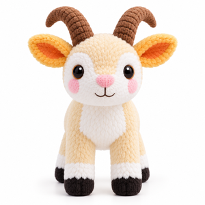 Peluche de <span class=keywords><strong>Cabra</strong></span> Personalizado <span class=keywords><strong>con</strong></span> <span class=keywords><strong>Cuernos</strong></span> Marrones Curvos y Pezuñas Negras, Animal de Granja de Peluche, Regalo - Product Image 6