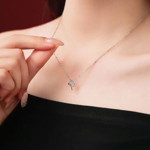 Dylam <b>Initial</b> <b>Necklace</b> Rhodium 925 <b>Silver</b> 5A Zirconia Tiny Letters -P- Monogram Pendant <b>Necklaces</b> for Women - Product Image 4
