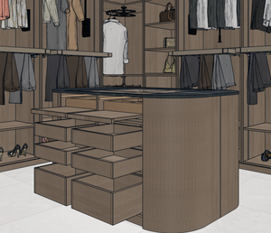 Dressing Moderne de Luxe avec Îlot de Rangement et Commodes Intégrées - Product Image 6