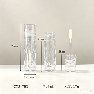 Tube de brillant à lèvres vide moulé par <span class=keywords><strong>injection</strong></span>, transparent, 4 ml, emballage cosmétique noir transparent/semi-transparent, vente en gros - Product Image 2