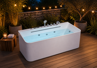 Bain à remous rectangulaire moderne portable en acrylique blanc, autoportant, avec fonction massage, douche combinée intégrée, garantie 5 ans