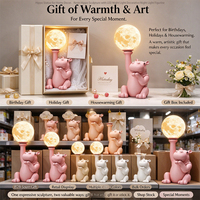 Statue d'hippopotame en résine avec lumière LED lunaire chaude pour la décoration de la maison, du salon, du bureau, cadeau