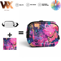 Sac banane de sport imperméable en polyester 600D avec motif de designer imprimé par sublimation, à porter en bandoulière, sur la poitrine ou à la taille, avec logo personnalisé