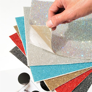 May Mắn Bán Buôn Siêu Đóng 24*40 Cm Tự Dính Rhinestone Lưới Vải Rhinestone Tấm Rhinestone Băng Cho Xe Trang Trí - Product Image 3