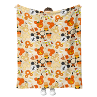 Selimut Flanel Jacquard Karakter Kartun Labu Kawaii Halloween yang Dapat Disesuaikan Secara Grosir