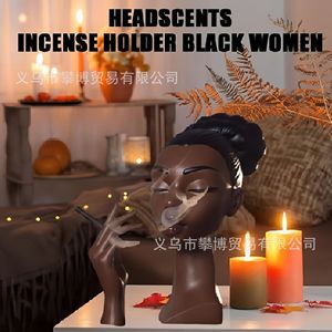 <b>Head</b> Scents Burner For Black Women Resin Aromatherapy Incense Holder With Hand And Cigarette <b>Style</b> A - Product Image 3