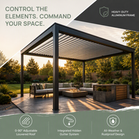 Pergola motorisée en aluminium avec toit à lames orientables pour jardin, patio, villa, balcon, résistante au vent et à la pluie
