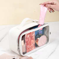 Luxe personnalisé avec Logo lettre pochette professionnelle étuis à fermeture éclair pour voyage toilette clair PVC PU cuir cosmétique maquillage sacs
