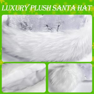 Chapeau blanc en peluche brodé SOLPOP pour Noël avec paillettes en velours et flocons de neige pour hommes et femmes, idéal pour la décoration de fête de Noël - Product Image 2