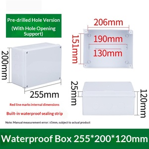 255x200x120mm IP65 <b>Waterproof</b> Junction <b>Box</b> ABS Plastic Custom Hole Opening Support with Built-in Sealing Strip Outdoor Enclosure - Product Image 1