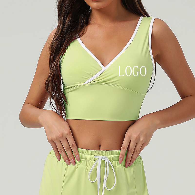 High Quality Women's Cooling Color Blocking V Neck Breathable Beauty Back Slim Quick Dry Sports Yoga Tank Top