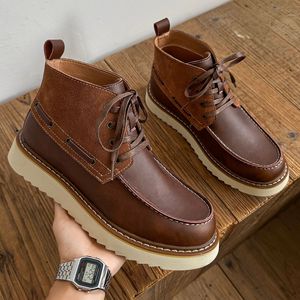 Bottes montantes rétro tendance pour hommes automne 2026 – Chaussures décontractées et élégantes pour le travail - Product Image 2