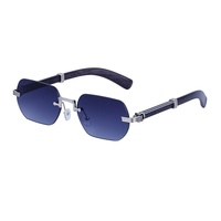 Lunettes de soleil rétro européennes et américaines imitation grain de bois pour femmes, sans monture, pour la conduite, avec branches métalliques, vente en gros transfrontalière