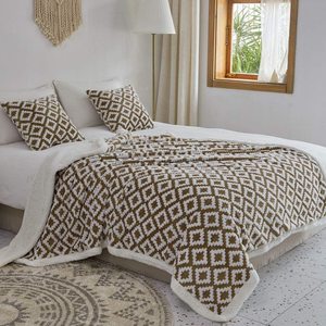 ผ้าห่มขนแกะ2ชั้นผ้าแจ็คการ์ดประกายเพชรขนาด60 "X80" นุ่มสบายเป็นพิเศษออกแบบได้ตามที่ต้องการ - Product Image 1