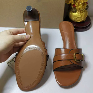 Sandalias de Tacón Alto, Estilo Verano, Color Marrón, Sandalias Deslizantes con Punta Abierta y Cierre de Hebilla para Mujer, Zapatos Casuales - Product Image 2