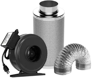 FENGDA 4" Hydroponic ventilation kit carbon filter with inline fan/air duct for Hydroponic