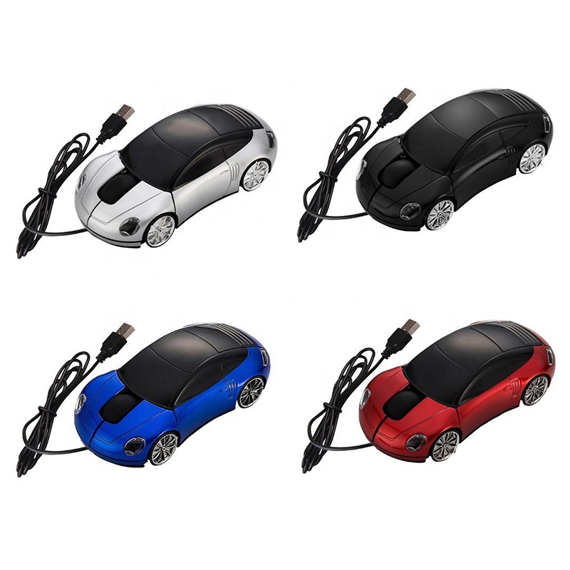 Mouse Game Bentuk Mobil Berkabel Lampu Antarmuka USB, Mouse Komputer Optik Laptop Desktop