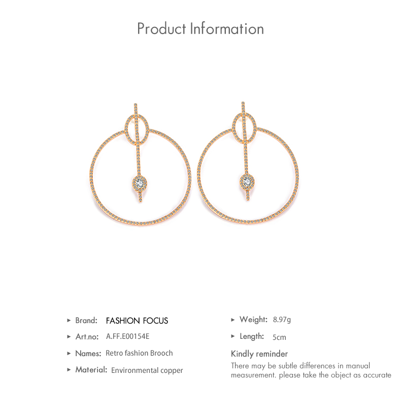 Wholesale Vendor Fashion Jewelry Earrings Women Brass Rose Gold Plated Cubic Zirconia Big Hoop Stud (图3)