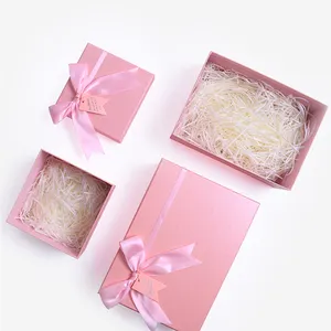 Wholesale bows pink packaging gift box flowerbox cardboard box wedding return gift