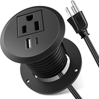 Regleta de Enchufes Empotrable para Escritorio con Orificio de 2 Pulgadas, USB-C PD de 18W, USB-A de 10W, 1 Toma de Corriente CA Americana, Enchufe Oculto para Muebles de Oficina