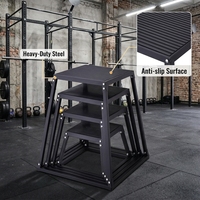 Boîte de saut en acier robuste avec surface antidérapante, boîte de saut empilable en métal pour l'entraînement CrossFit