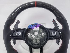 Volante Deportivo Personalizado de Fibra de Carbono con Luces LED y Levas de Cambio para VW - Volkswagen Serie MK5 <span class=keywords><strong>Golf</strong></span> GTI <span class=keywords><strong>R32</strong></span> Passat R36 Polo - Product Image 6