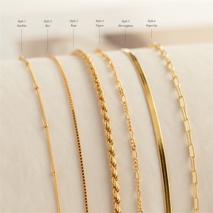 Bracelet pour femme en acier inoxydable plaqué PVD, étanche, avec chaînes de type corde, Figaro, Rolo, maille losanges et trombones, vente en gros - Product Image 6