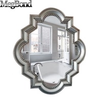 Resin putih antik cermin dinding kamar mandi elegan dekorasi rumah dengan desain seni dekorasi gaya kaca aksen