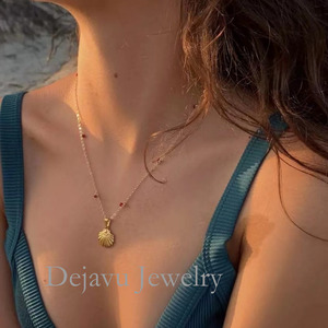 2023 Fashion Handmade Beaded Natural Irregular Pearl Shell Pendant Layered <b>Silver</b> Rose Gold Plated Opal Neo Gothic Earrings - Product Image 2