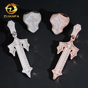 Passe diamant testeur 925 argent bijoux fins haute qualité Hip Hop croix pendentif hommes Moissanite anneau - Product Image 3