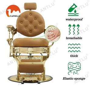 Chaises de <span class=keywords><strong>coiffure</strong></span> vintage en or, robustes, salon de <span class=keywords><strong>coiffure</strong></span> professionnel, chaise de barbier antique de luxe pour homme - Product Image 2