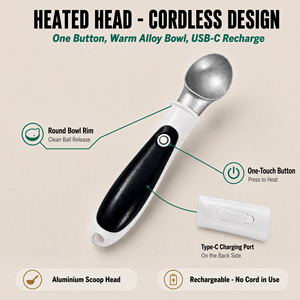 Cuillère à glace électrique pour la maison et les cafés, rechargeable par USB, cuillère à glace chauffante - Product Image 2