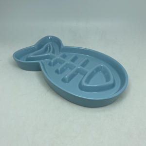 Alimentador de animal de estimação, tigela para cães e gatos em formato de peixe, tigela de cerâmica, alimentador lento - Product Image 2