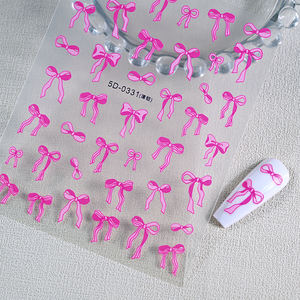Autocollants pour <span class=keywords><strong>manucure</strong></span> française 5D, ruban coloré néon, nœud papillon, cœur d'amour, autocollants pour ongles, autocollants pour ongles autocollants - Product Image 1