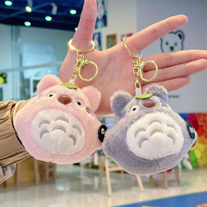 Porte-clés <span class=keywords><strong>Totoro</strong></span> style coréen, mignon, avec cape à motif <span class=keywords><strong>feuille</strong></span>, breloque animal en peluche, jouets en peluche boule de charbon, pour sacs à dos, chic, unisexe, rembourré en coton PP - Product Image 3