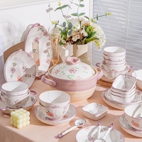 Service de vaisselle Xuanhui en céramique sous glaçure de style japonais avec baguettes, motif végétal sûr, pour nouilles et riz