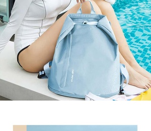 Minimalist Foldable Nylon <b>Backpack</b> Unisex Softback Zipper Closure 25L Travel <b>Black</b> Light Blue Daily Use Casual Sports - Product Image 4