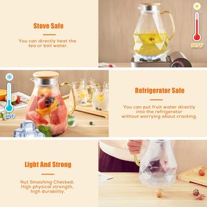 Bouilloire en verre borosilicate au design moderne en forme de diamant avec couvercle et poignée, écologique, capacité de 1 L pour usage domestique - Product Image 4