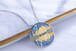 C8195 Abiding takı iyi satış doğal İsviçre mavi Topaz yansıma dağ su üzerinde 925 ayar gümüş kolye - Product Image 3