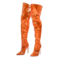 Bottes hautes en PU métallisé drag queen stilettos bottes grossiste usine bottes longues pour femmes