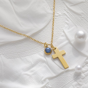 Collar <span class=keywords><strong>de</strong></span> Cruz Religiosa <span class=keywords><strong>de</strong></span> Acero Inoxidable a la Moda con Colgante <span class=keywords><strong>de</strong></span> Piedra <span class=keywords><strong>de</strong></span> Nacimiento <span class=keywords><strong>de</strong></span> 12 Meses, <span class=keywords><strong>Regalo</strong></span> Cristiano <span class=keywords><strong>de</strong></span> Cumpleaños - Product Image 2