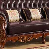 N319 Canapé d'angle américain en forme de L de style luxueux en bois massif avec cuir véritable Canapé combiné Love seat pour meubles de maison