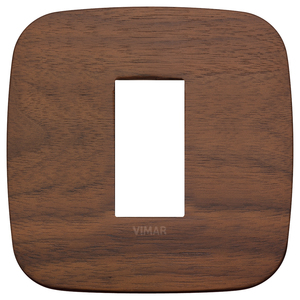 Vimar Wall <b>Switch</b> <b>Plate</b> 1M Walnut Wood Finish Rounded Edge - Product Image 1