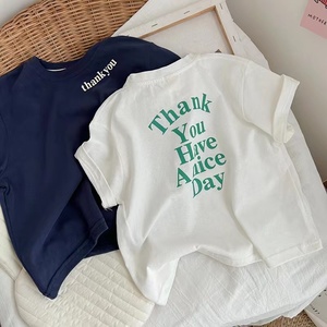 T-shirt ample pour enfants en coton 100% avec imprimé lettres, nouvelle collection été 2022 - Product Image 3