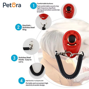 Cliqueur d'entraînement pour <span class=keywords><strong>chien</strong></span> en plastique Petora, portable avec sangle de poignet, outil d'entraînement comportemental pour animaux de compagnie multicolores - Product Image 3