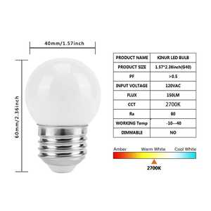 Paquete de 4 Bombillas G40 de 2 Vatios, 2700K, Luz Cálida, Equivalente a 15 Vatios, 2200K CCT, para un Sueño Saludable, Base E26, para Habitación de Bebé, Energía CC - Product Image 2
