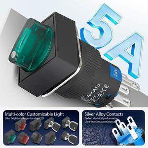 สวิตช์เลือกแบบหมุน 16 มม. <span class=keywords><strong>2</strong></span> ตำแหน่ง <span class=keywords><strong>3</strong></span> ตำแหน่ง พร้อมไฟ LED สีแดง สีเขียว แบบ SPDT DPDT หน้าสัมผัสพลาสติก - Product Image 2